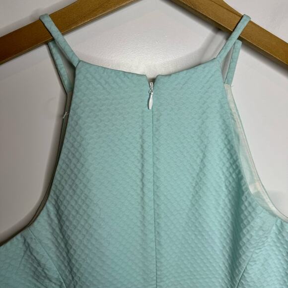 Lilly Pulitzer Annabelle Teal Blue Embroidered Stripe Halter Tank Top Size 2 - Picture 4 of 7